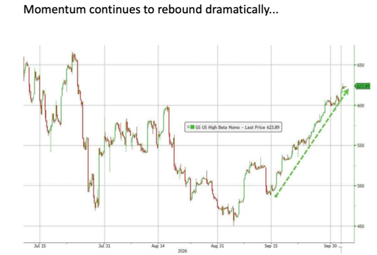 Momentum back at the top of the factor ranks.