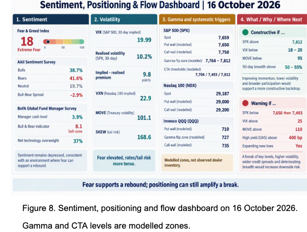 Sentiment, positioning and flow dashboard on 16 October 2026